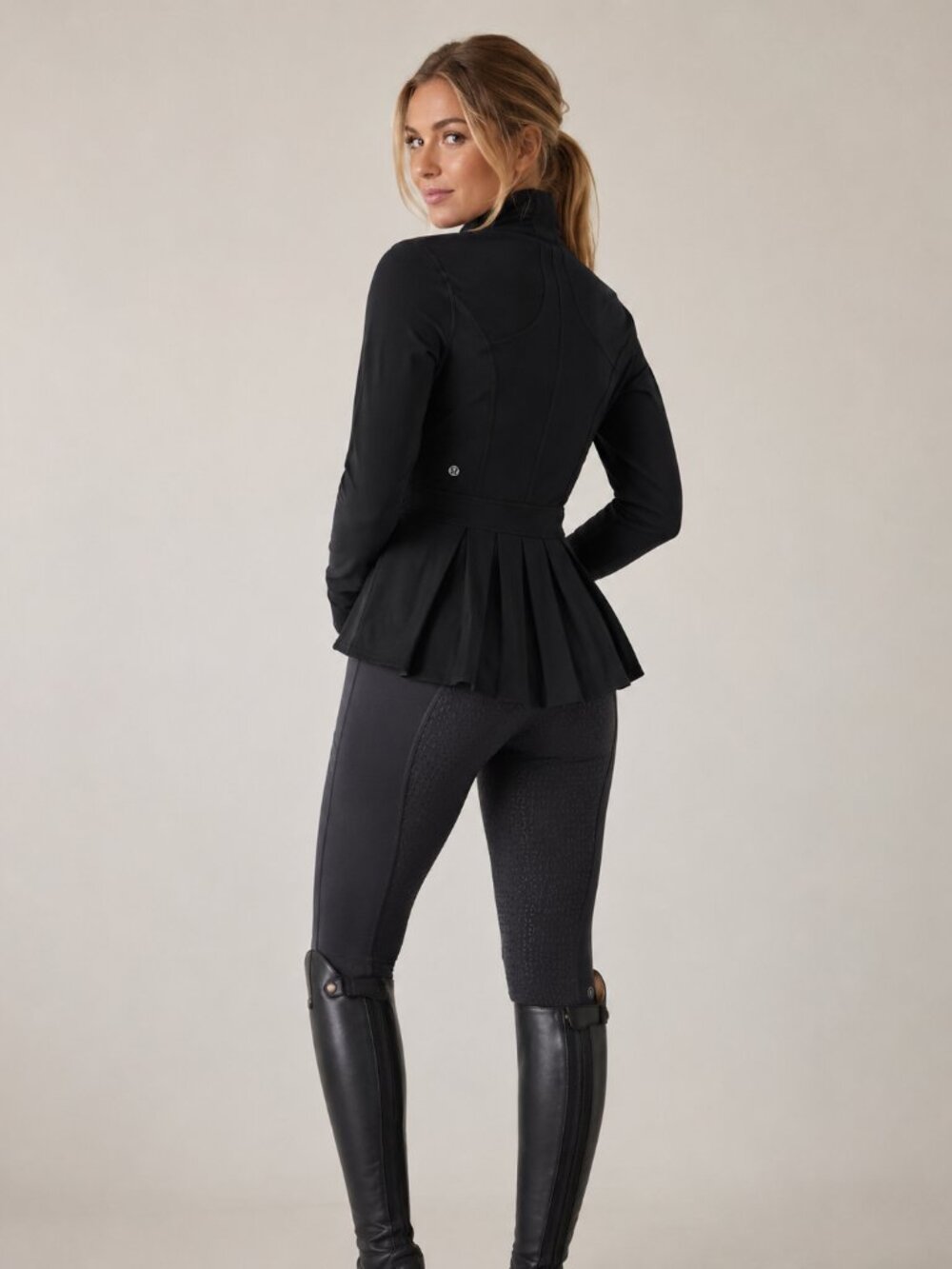 RARE Lululemon Pleated Peplum Riding Jacket Black Equestrian Womens 4